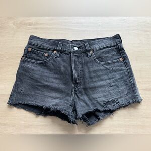Levi’s 501 Black Distressed Denim Cutoff Shorts (Size 27)